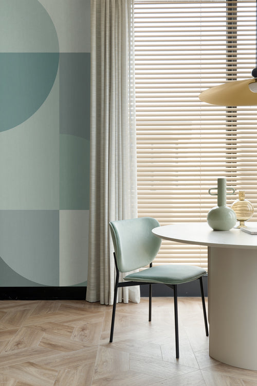 Origin Wallcoverings fotobehang cirkels in Bauhaus stijl vergrijsd turquoise - 2.5 x 2.79 m - 357323 - vtwonen shop