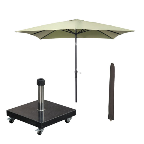 Garden Impressions stokparasol Lotus olijf 250x250 cm met Eureka voet en hoes