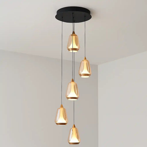 Highlight hanglamp Tromba - 5 lichts - 30  x 155   cm - amber zwart - vtwonen shop