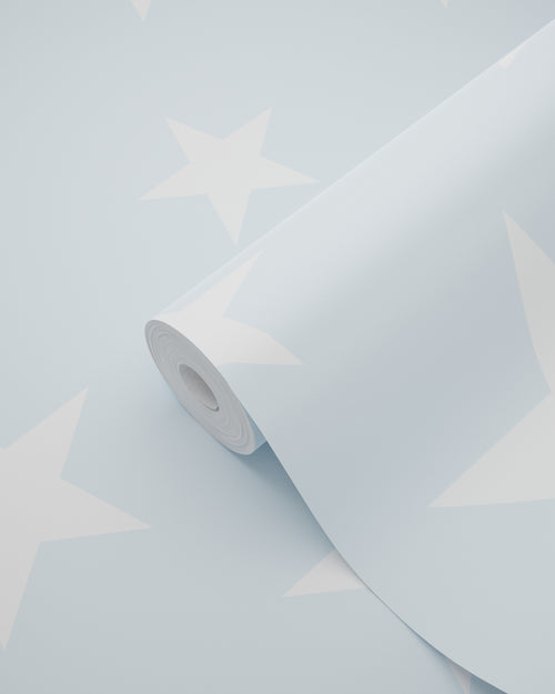 ESTAhome behang grote en kleine sterren lichtblauw en wit - 53 cm x 10.05 m - 138932