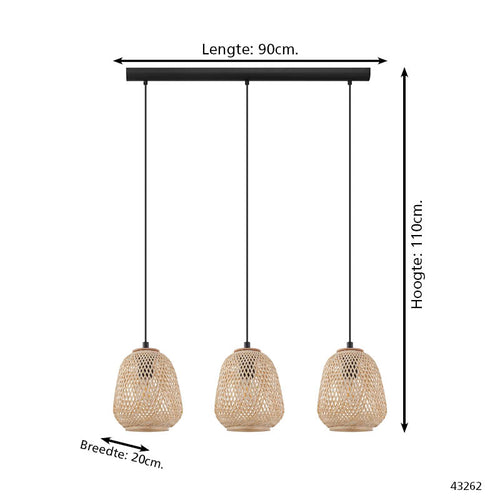 EGLO hanglamp Dembleby - e27 - 90 cm - zwart - vtwonen shop