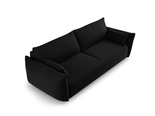 Cosmopolitan Design Slaapbank met opbergdoos Matera 3-zits, flueel zwart - 108x240x86cm