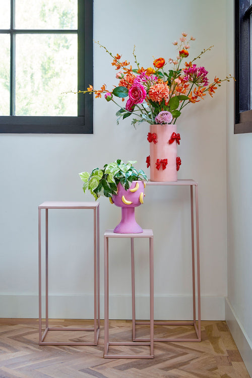 Mica Decorations Quinty Bijzettafel - Set van 3 - L30 x B30 x H70 cm - IJzer - Lichtroze - vtwonen shop