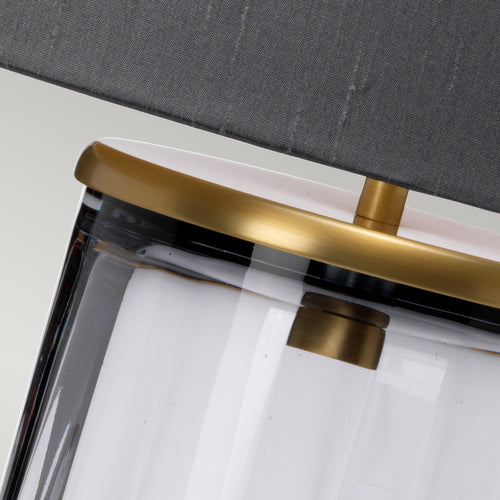 Reno Tafellamp Metalwork verouderd messing, gerookt glas