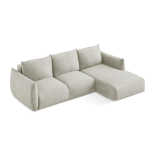 LaMiaSofa hoekbank rechts Savona - chenille stof - parel - 242x162x90