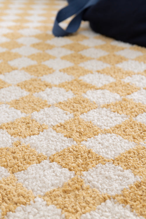AFK Living vloerkleed Checkers - zeer zacht - geel - 080x150 cm