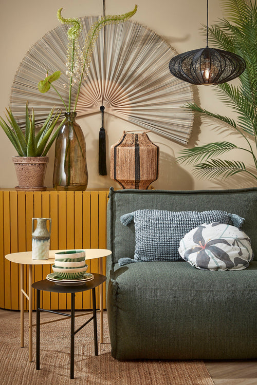 Mica Decorations Liliano Lantaarn - H36 x Ø30 cm - Jute - Zwart - vtwonen shop