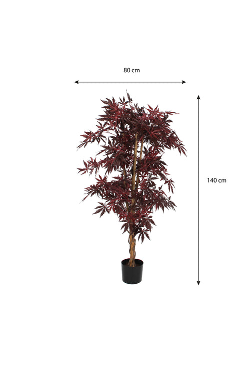 Mica Decorations Esdoorn Kunstplant - H140 x Ø80 cm - rood