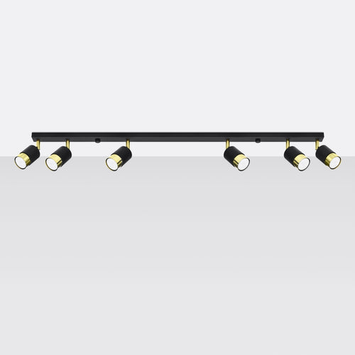 Sollux Lighting Plafondlamp NERO 6 zwart/goud - 117x5x18cm