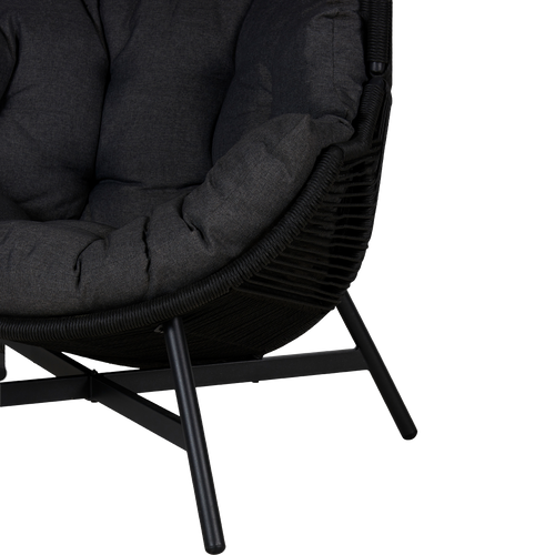 Lisomme Ayla Rattan Tuin Loungestoel Zwart - Met Zitkussens - vtwonen shop