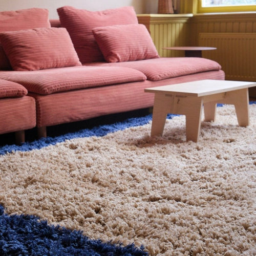Interieur05 vloerkleed Pilo - hoogpolig - beige/blauw - 160 x 230 cm