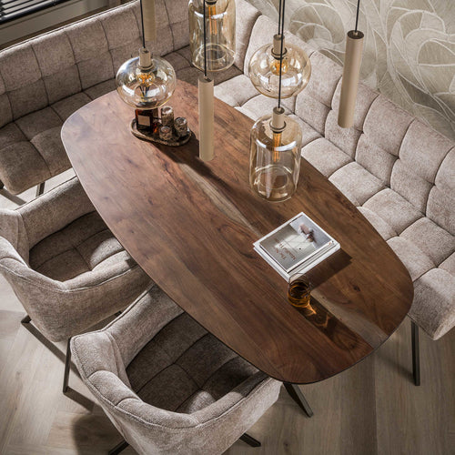 Giga Meubel Eettafel Arhus Solid - Deens Ovaal Bruin Hout - 150x90x77cm