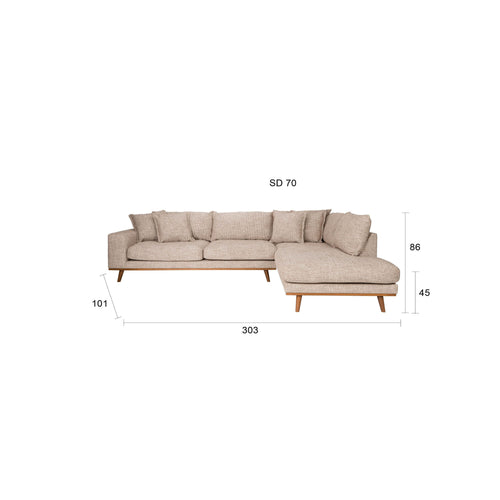 Housecraft Living Hagen 4,5 zitsbank/ hoekbank Rechts Bruin