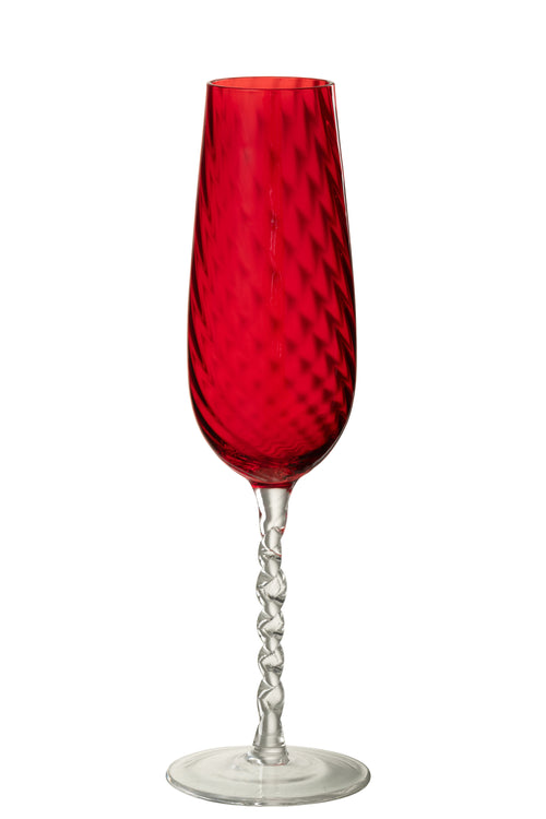 J-Line champagneglas Gestreept - glas - rood - vtwonen shop