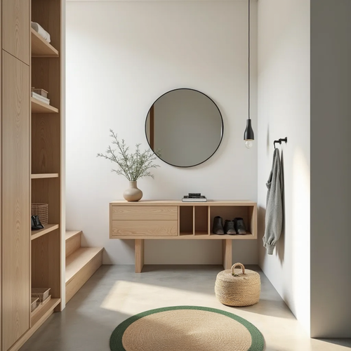 Mrcarpet jute vloerkleed - naturel/groen - Ø 200 cm