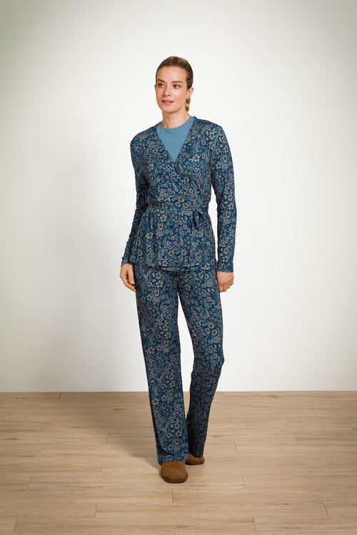 Pip Studio - Blake Pyjama Broek Dames - Daisy Dreams - Blauw - XS - vtwonen shop