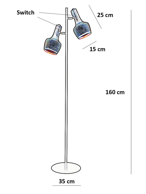 Freelight vloerlamp Fueco - 2 lichts - 25  x 160   cm - zwart bruin