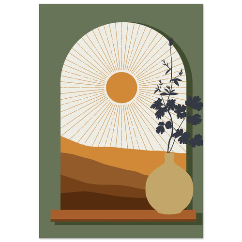 Artfulprints Poster Boho – Sunset window   - 50x70 cm - Bruin