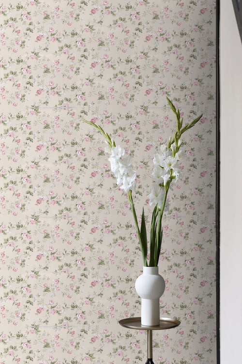 Sanders & Sanders behang bloemen beige en oudroze - 53 cm x 10 m - 640399