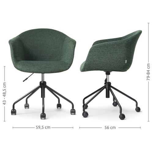 Nolon Nout-Otis Bureaustoel Donkergroen - Armleuningen - Zwart - vtwonen shop