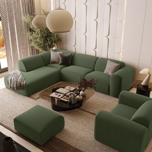 Sia Home - Hoekbanken links MYRA - Geweven stof - Olijfgroen - 269cm - vtwonen shop