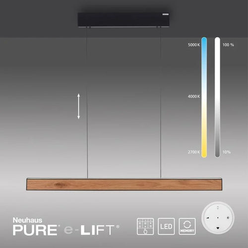 Neuhaus PURE hanglamp e-Lift - 2 lichts - 120  x 240   cm - zwart hout