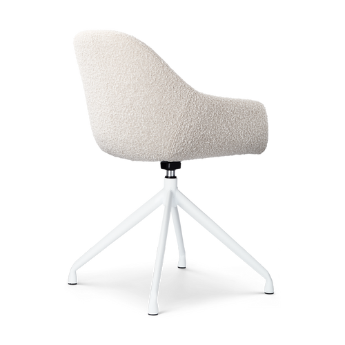 Nolon Nola-Mae Eetkamerstoel Bouclé Beige - Draaibaar Wit Onderstel