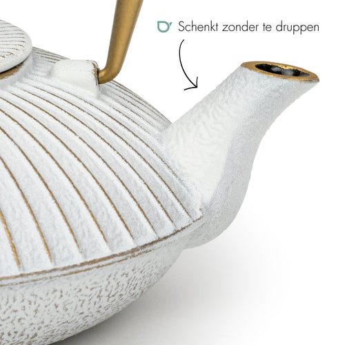 Bredemeijer - Gietijzeren theepot Linhai - 1,1 liter - Off white - Met filter - vtwonen shop