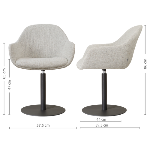 Nolon Niva-Mae tulp eetkamerstoel beige gemêleerd - zwart onderstel