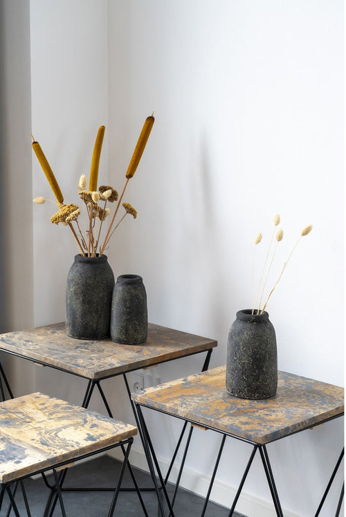 Artichok Valery vaas keramiek - set van 3 - donkergrijs - vtwonen shop