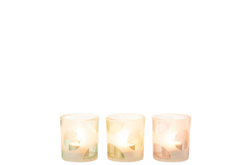 J-Line windlicht Ronden - glas - mix/pastel - small - 3 stuks - vtwonen shop