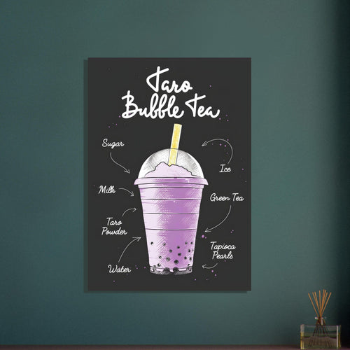Artfulprints  Taro Bubble Tea – Ingrediënten   poster 70x100 cm