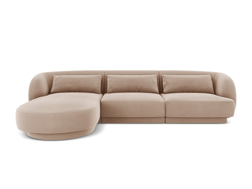 Cosmopolitan Design linker hoekbank Tulum 4-zits, flueel, beige - 156x255x70cm
