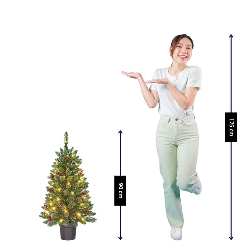Black Box Trees Creston Kunstkerstboom met Verlichting - Kerstboom H90 x Ø50 cm - Kunstboom in Pot - Groen