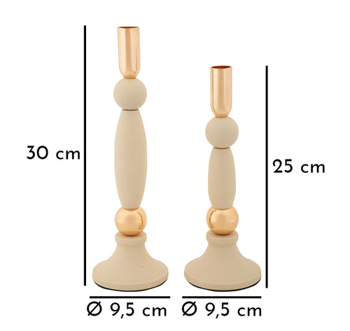 Mauro Ferretti kaarsenhouder - set van 2 - crème/goud