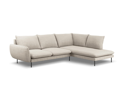 Cosmopolitan Design rechter hoekbank Vienna 6-zits, structurele stof, lichtbeige - 185x275x95cm