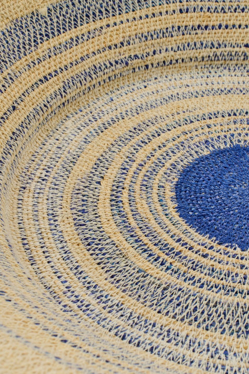 J-Line schaal Decoratief Gestreept - zeegras - naturel/blauw