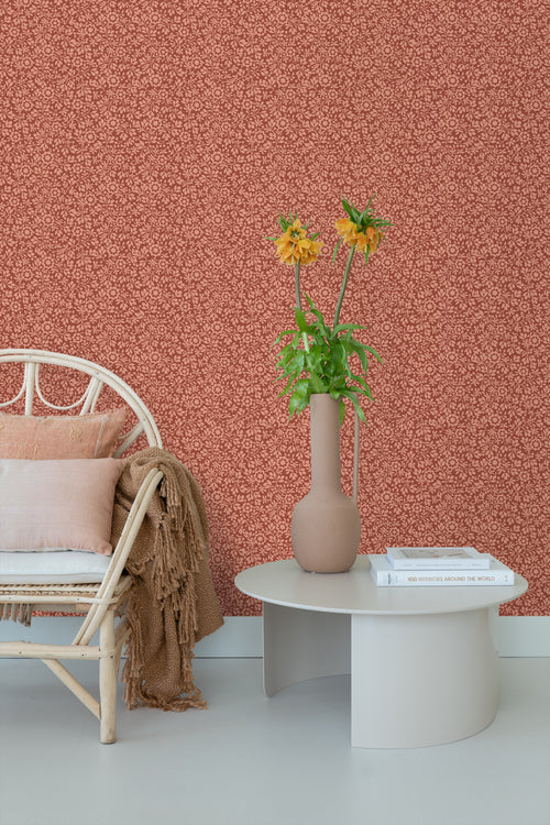 ESTAhome behang bloemetjes terracotta - 50 x 900 cm - 131671 - vtwonen shop