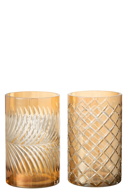 J-Line windlicht Diamant - glas - goud - large - 2 stuks - vtwonen shop