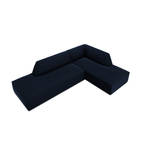 Cosmopolitan Design - Modulaire hoekbank rechts Siena 4-zits, flueel koningsblauw - 180x273x69cm