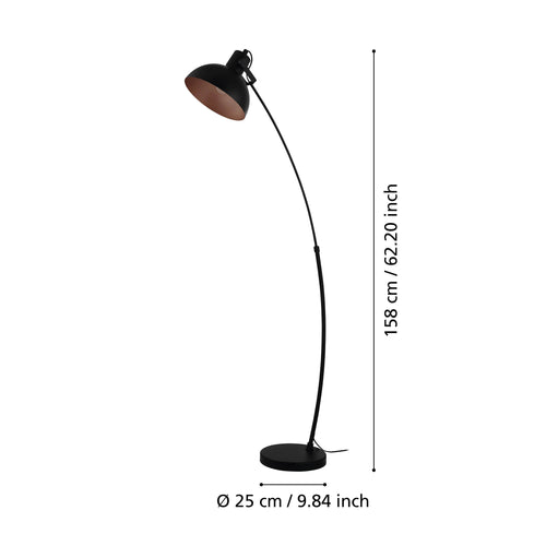 EGLO vloerlamp Jaafra - e27 - 158 cm - zwart/koper