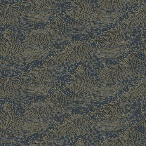 Borastapeter behang 3d golvende lijnen vergrijsd blauw - 53 cm x 10.05 m - 660304 - vtwonen shop