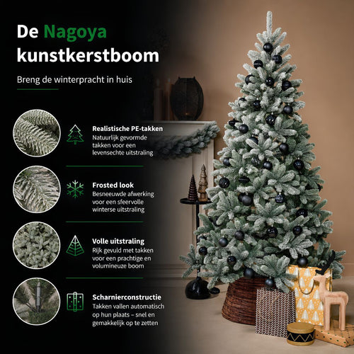 Black Box Trees Nagoya Kerstboom Frosted met Scharnierconstructie - Kunstboom met Volle Uitstraling en 738 Takken - Kerstversiering voor Binnen - H150