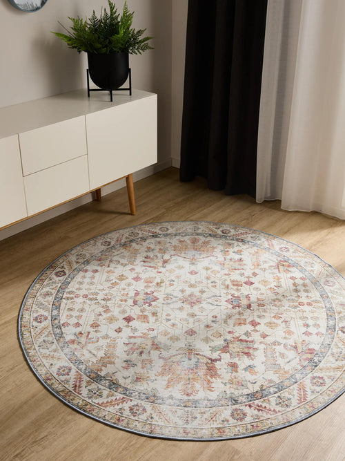 benuta wasbaar vloerkleed George - veelkleurig/beige - ø 120 cm