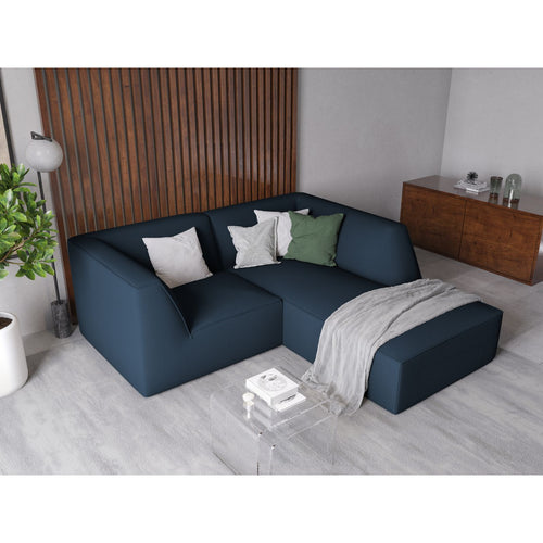 Cosmopolitan Design - Modulaire hoekbank rechts Siena 3-zits, structurele stof marineblauw - 180x186x69cm