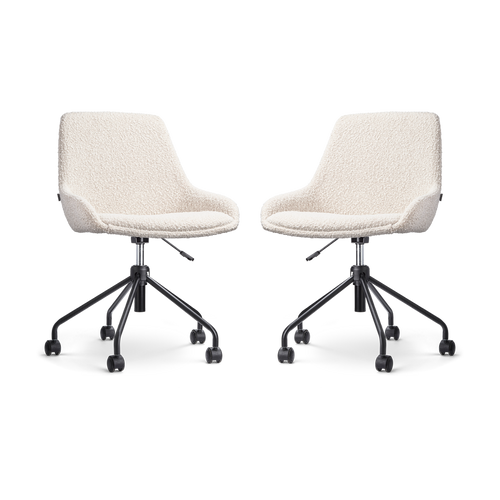 Nolon Nout-Isa Bureaustoelen Set van 2 - Bouclé Beige - Zwart - vtwonen shop
