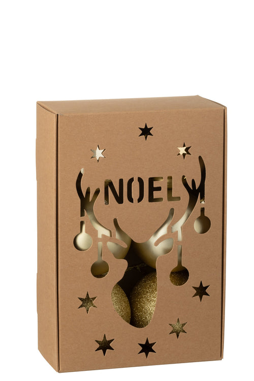 J-Line kerstbal - kunststof - goud - doos van 6