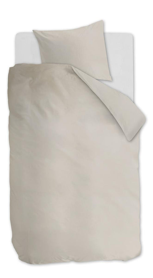 Ambiante Cotton Uni dekbedovertrek - Effen - Eenpersoons - 140x200/220 - Zand - vtwonen shop