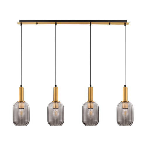 Nova Luce MAHO Hanglamp voor aan het plafond, rookkleurig messing goudkleurig, E27 fitting, 4x12W