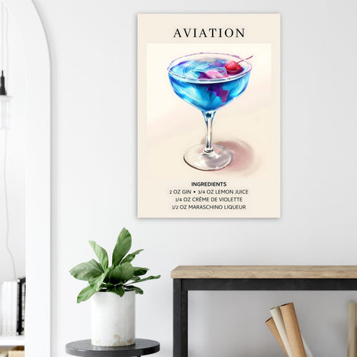 Artfulprints  Aviation cocktail - Ingrediënten   poster 30x40 cm